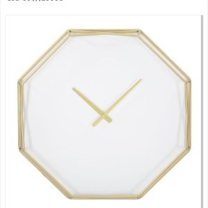 Modern Gold Plated White Faced Octagon Clock